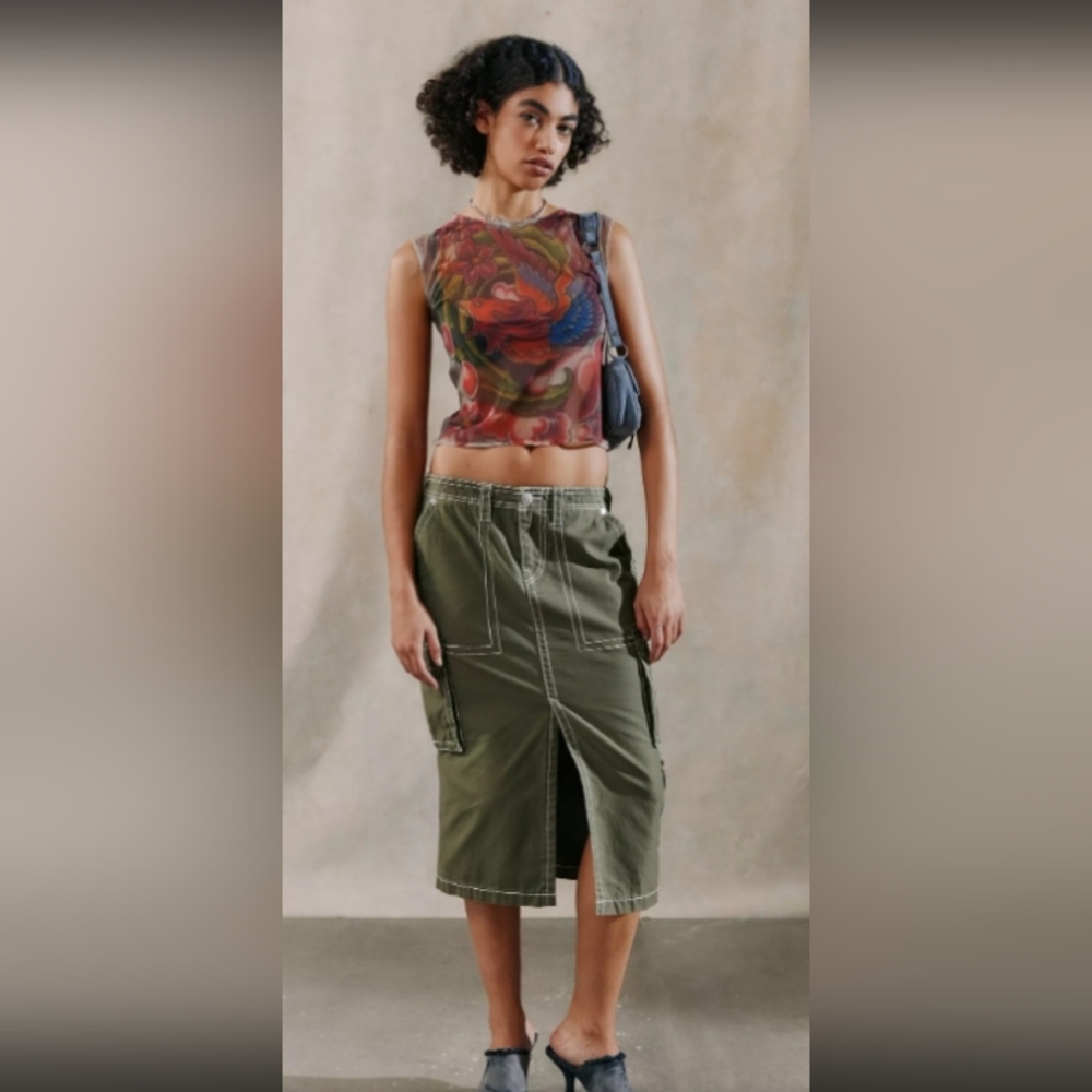 True Religion - Olive Utility Midi Skirt - Women